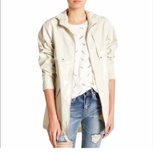 BLANKNYC Patent Parka In White Chocolate Large